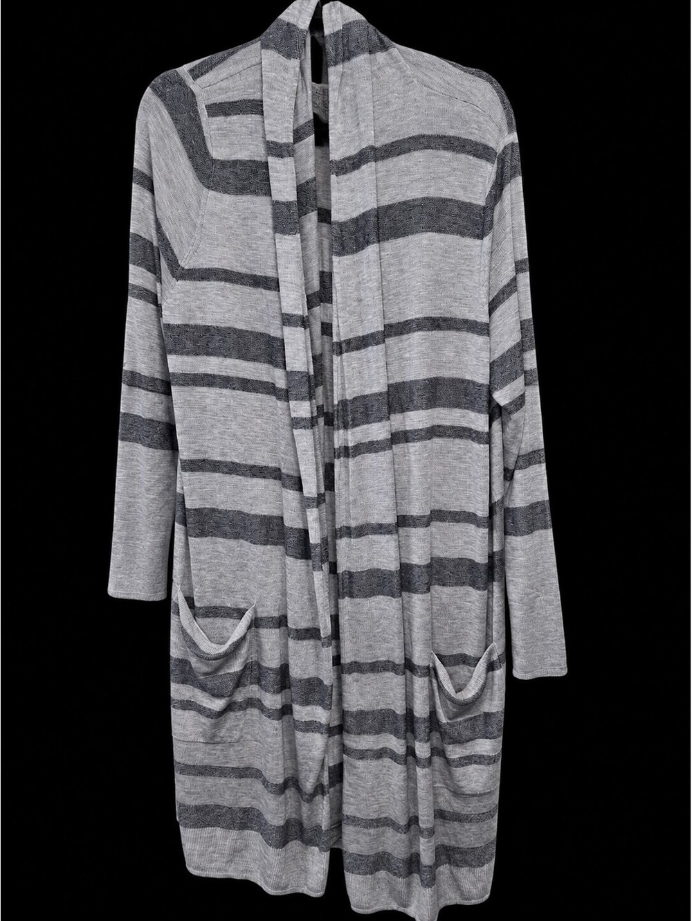 Gray Striped Long Cardigan Sweater XXL